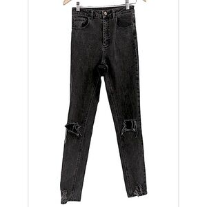 ASOS black distressed ripped denim extra high rise skinny jeans size 26
